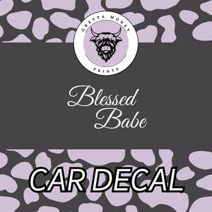Blessed Babe Cursive Font Car Decal